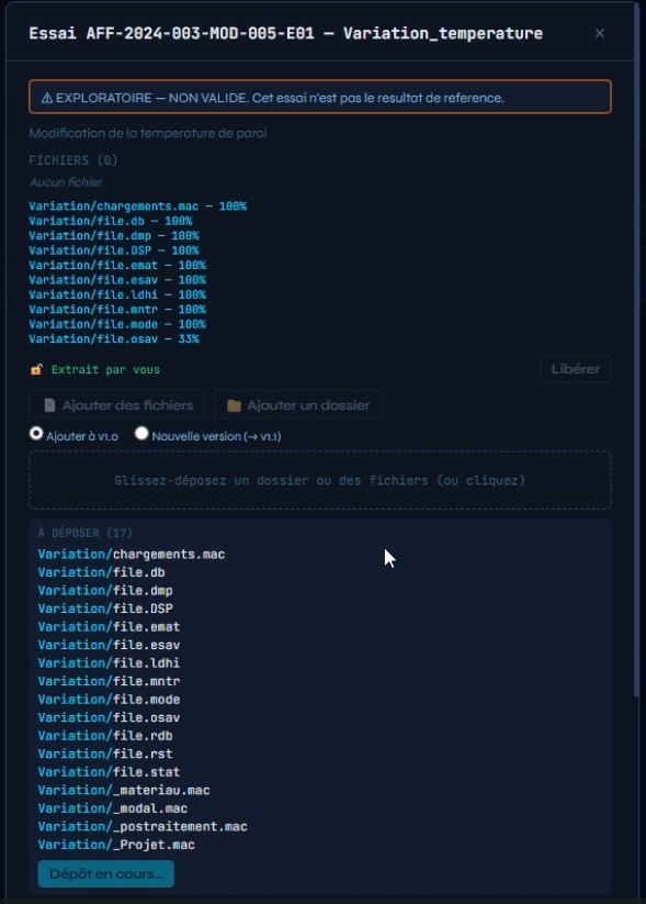 Essai de simulation dans Filira : variante marquée exploratoire non validée, dépôt des fichiers de calcul (.mac, .db, .rst)